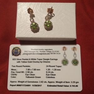 peridot and white topaz earrings